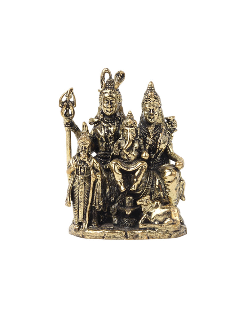 Traditional Lord Shiva Parivar Brass Showpiece for Pooja Needs and Gifting