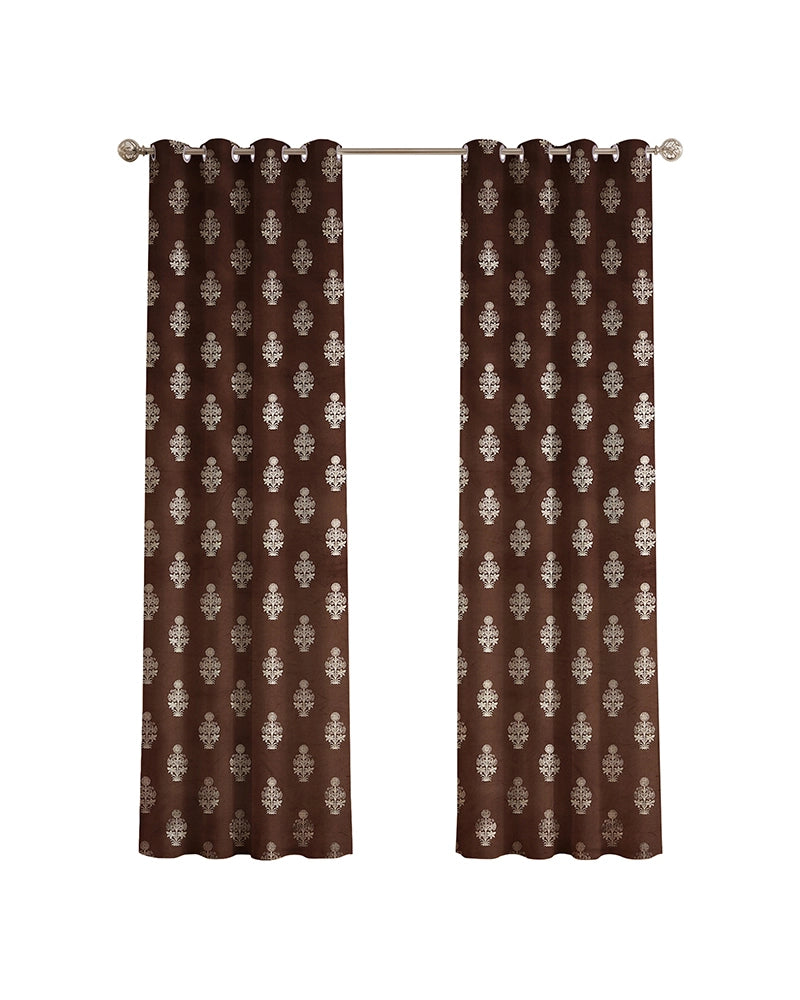 Decorative Velvet Door Curtain (Brown, 7 ft)