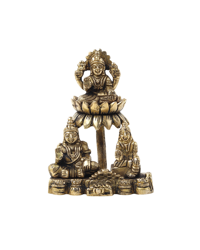 Brass Lakshmi Kuber Idol Set with Yakshi for Pooja and Home Décor