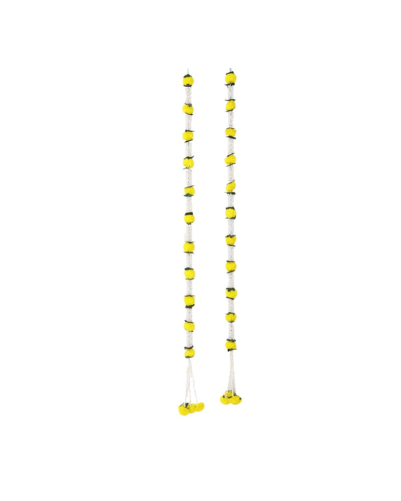 Reusable Marigold Mogra Garland Set of 2 for Pooja & Wedding Décor