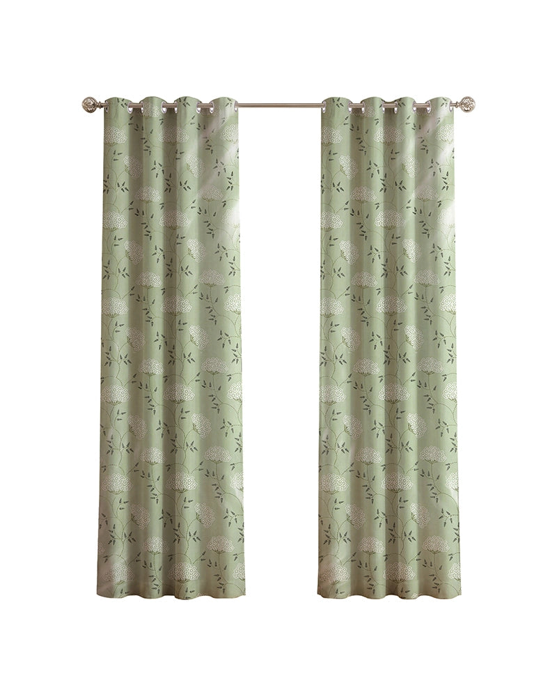 Elegant Polyester Door Curtain with Eyelets (Green, 7 ft)
