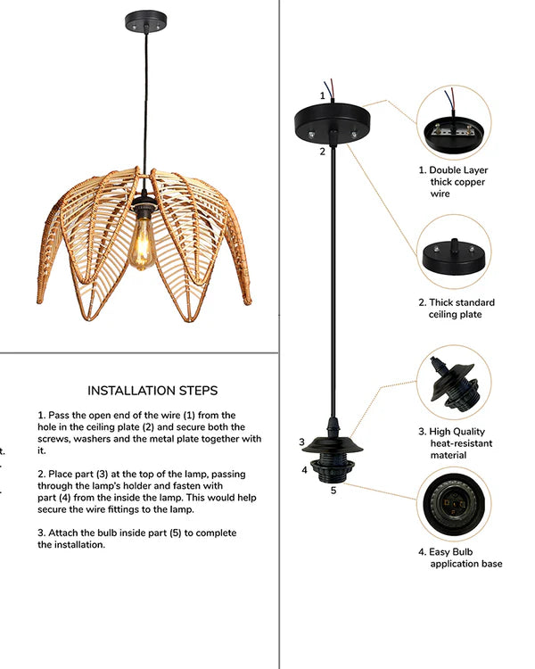 Handmade Raffia Ceiling Light for Balcony and Hall