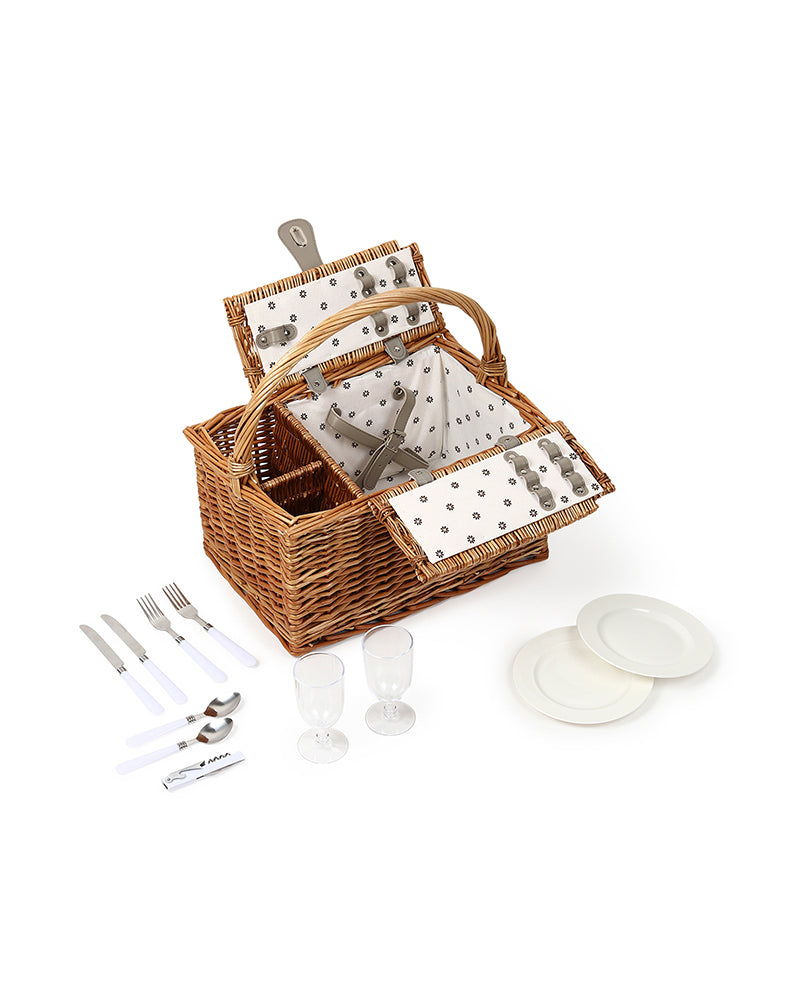 Wicker Picnic Basket | Picnic Basket | Willow Picnic Hamper Set | Vintage-Style Wicker Picnic Hamper
