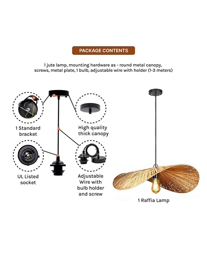 Handmade Raffia Pendant Lamp for Home and Balcony