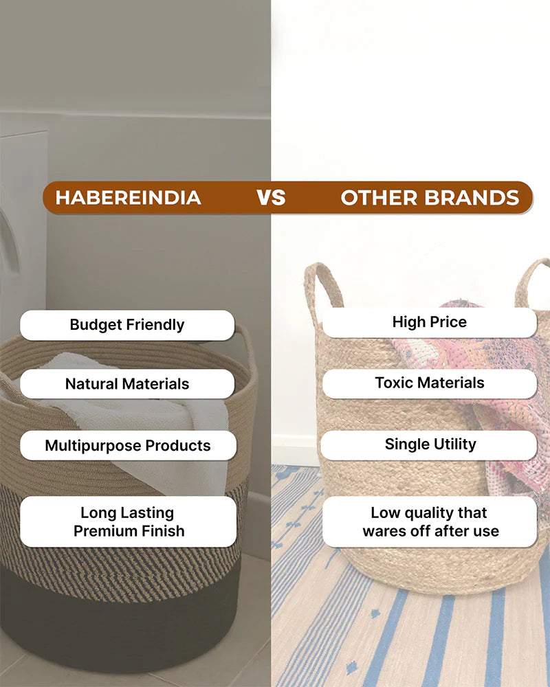 Jute Laundry Basket for Clothes and Toy Storage, Jute Storage Basket and Laundry Bag