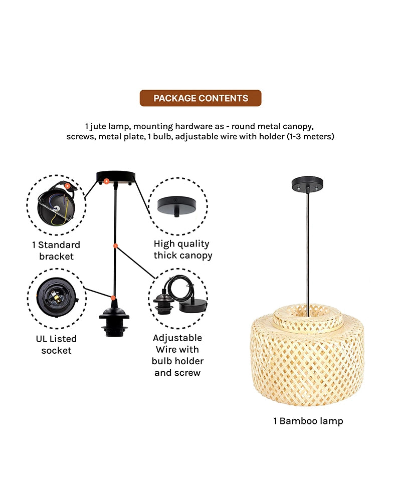 Elegant Cane Hanging Lamp for Living Space and Dining Area