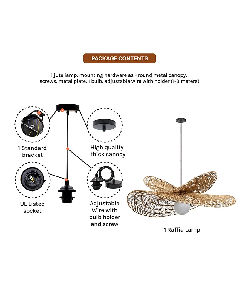 Artistic Raffia Ceiling Light for Living Room Decoration