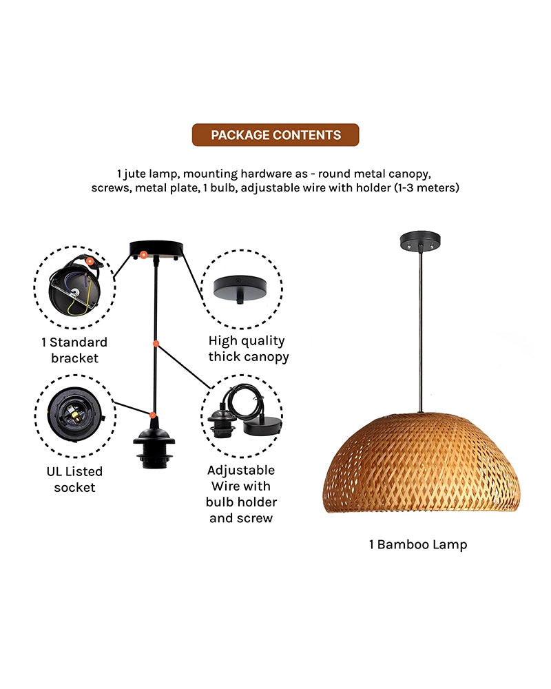 Natural Bamboo Pendant Lamp for Bedroom and Living Room