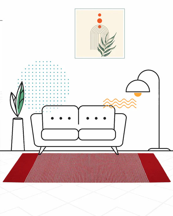 Natural Red Handloom Cotton Bedside Runner For Bedroom And Living Area