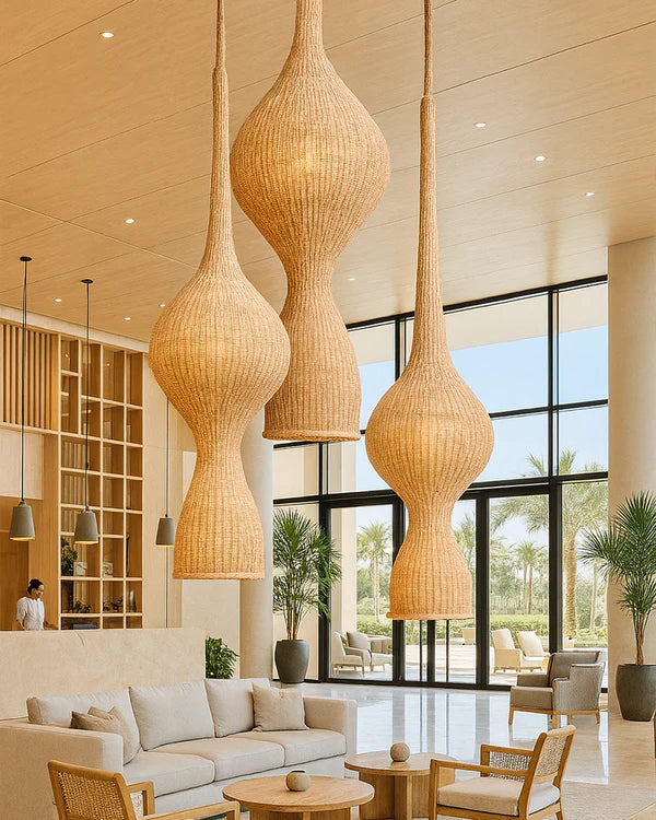 Minimalist Rattan Hanging Light for Hall and Living Area