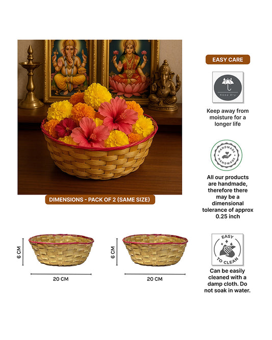 Multipurpose Bamboo Set of 2 Kitchen Basket – Ideal Fruit, Vegetable & Gift Basket Hamper