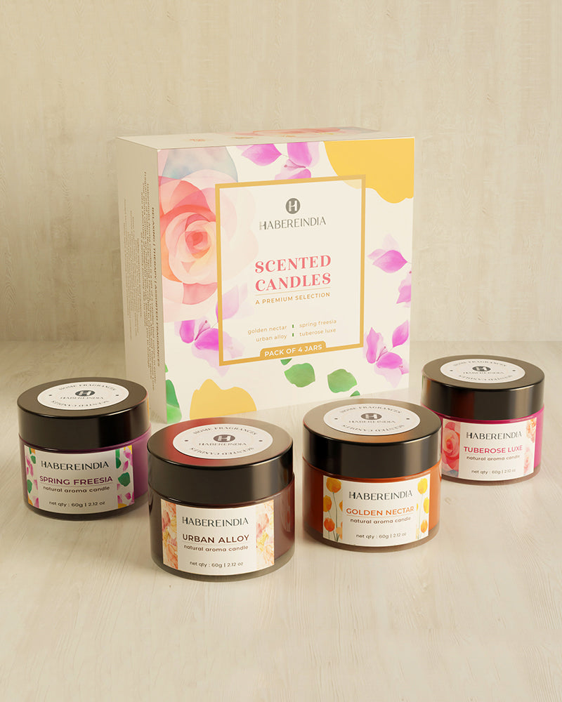 Set of 4 Scented Aroma Candles 60gm Each 8-10H Burn | Decorative Fragrance Candle Set