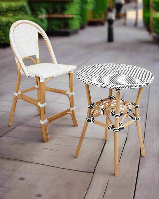 Mana Bar Chair with Table | Rattan Garden Seating Chair Table Set | Cane Outdoor Table Chair Set | Coffee Table Set