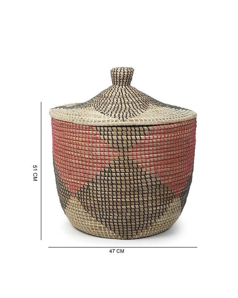 Jute and Cotton Laundry Basket with Handles for Clothes, Toys, and Home Storage