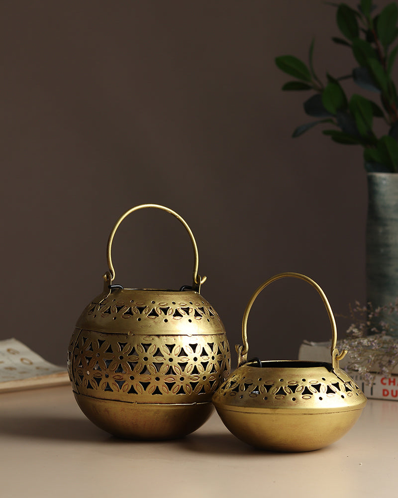 Metal Candle Holder | Tealight Holder | Diwali Decoration For Home - Set of 2
