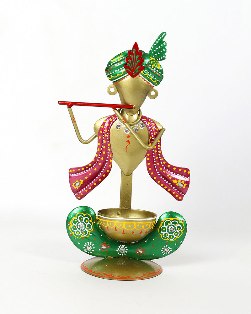 Candle Holder | Krishna Statue Tea Light Stand | Kanha Tea Light Holder