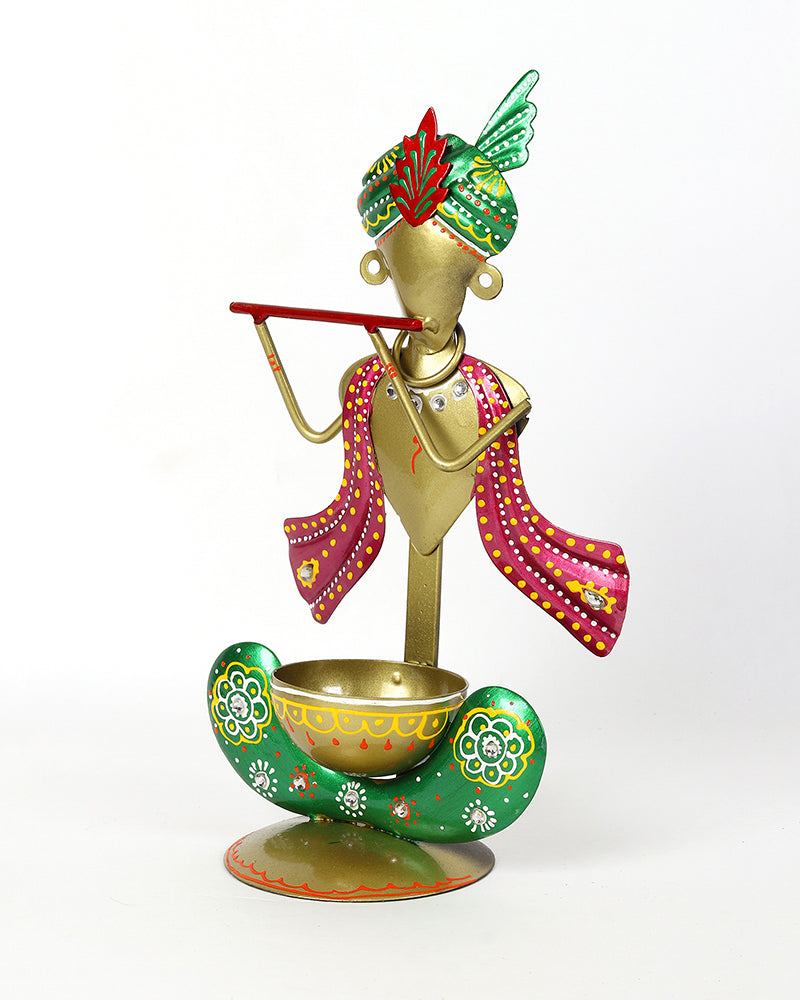 Candle Holder | Krishna Statue Tea Light Stand | Kanha Tea Light Holder