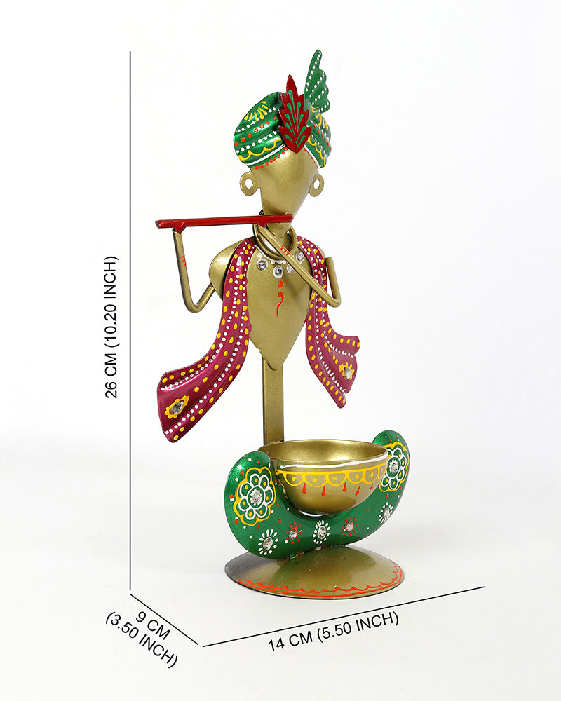 Candle Holder | Krishna Statue Tea Light Stand | Kanha Tea Light Holder