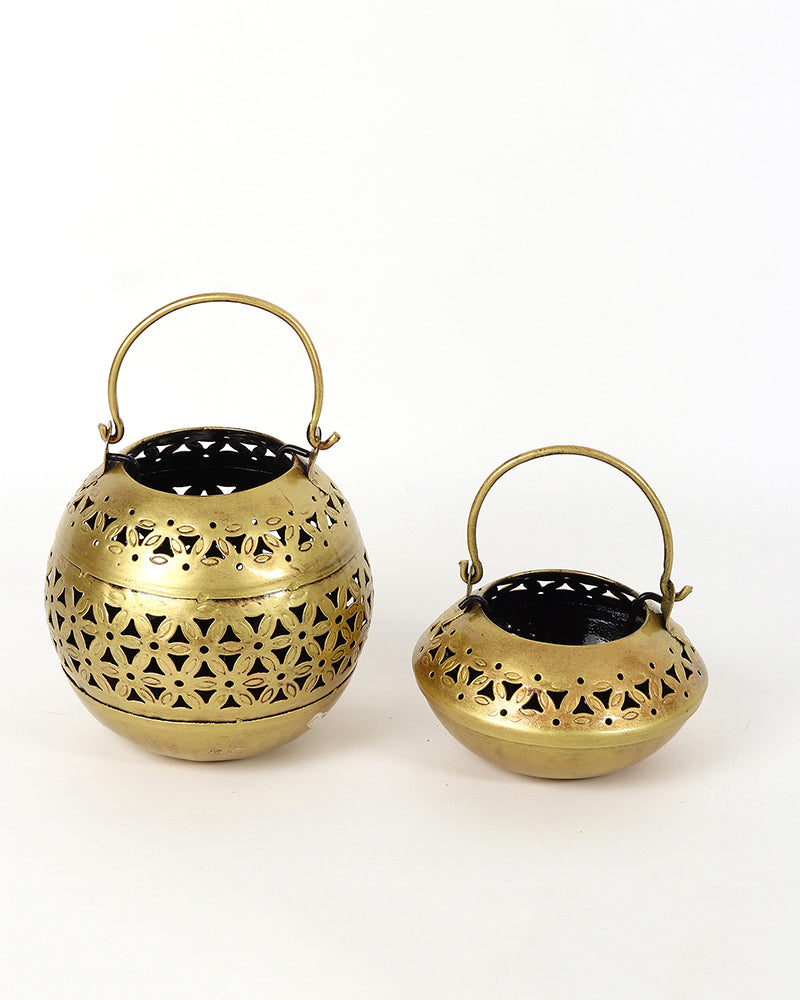 Metal Candle Holder | Tealight Holder | Diwali Decoration For Home - Set of 2