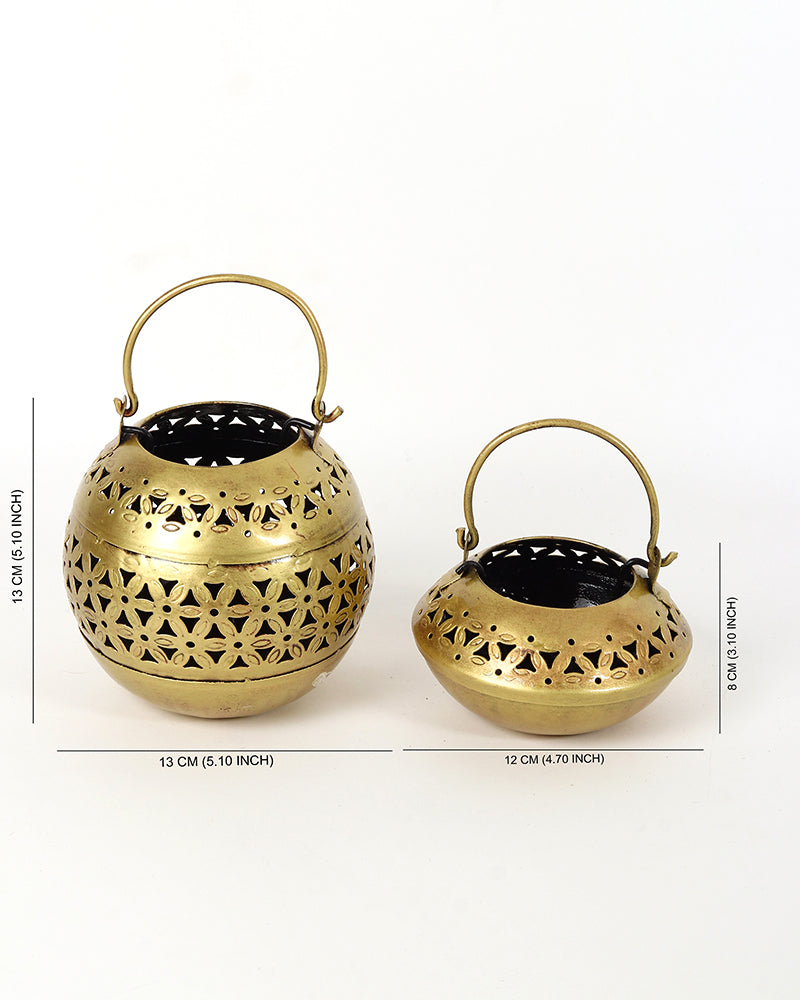 Metal Candle Holder | Tealight Holder | Diwali Decoration For Home - Set of 2