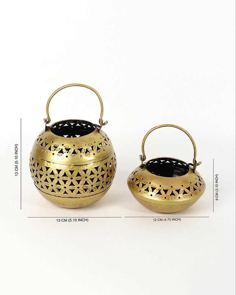 Metal Candle Holder | Tealight Holder | Diwali Decoration For Home - Set of 2