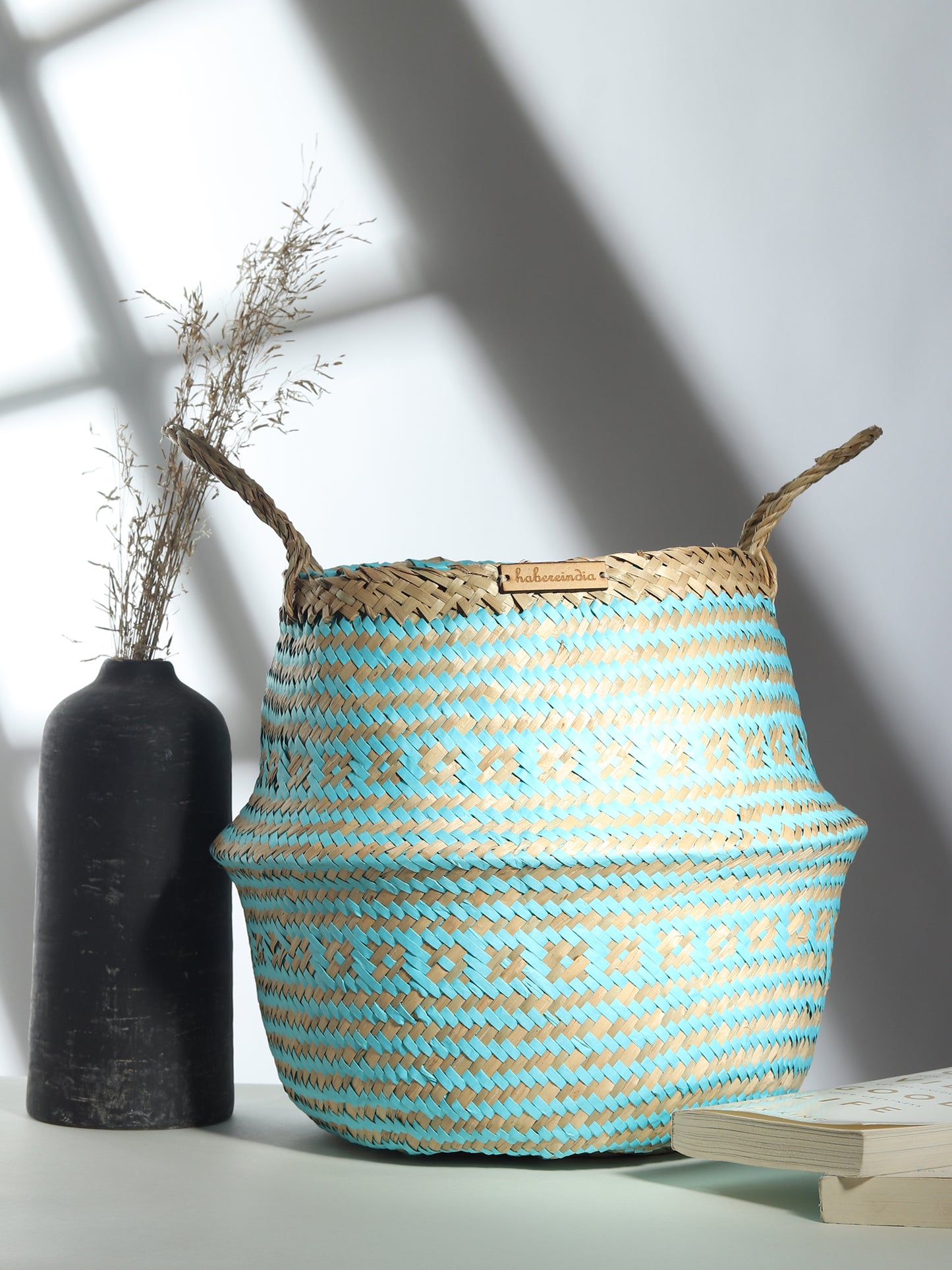 Seagrass Plant & Storage Baskets - Blue