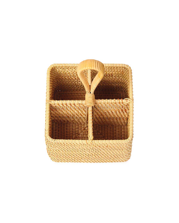 Rattan Spoon Stand for Kitchen Counter, Cutlery Holder, and Table Organizer