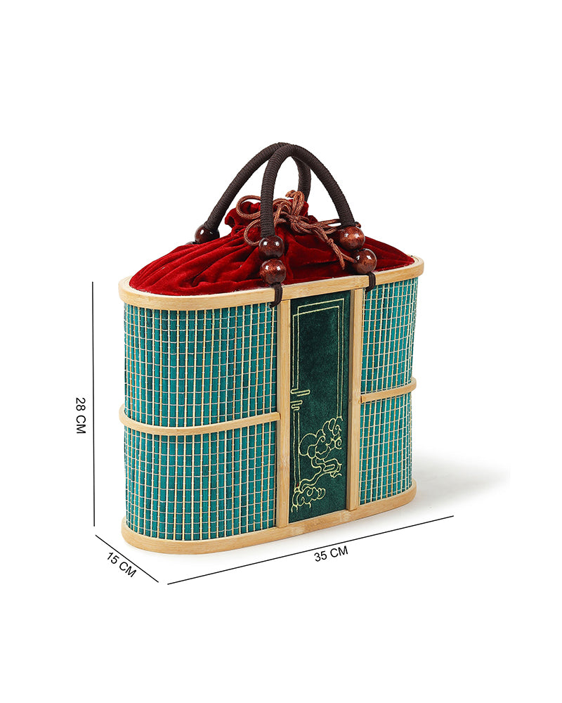 Vintage-Inspired Bamboo Picnic Basket for Travel, Picnic & Outdoor Fun
