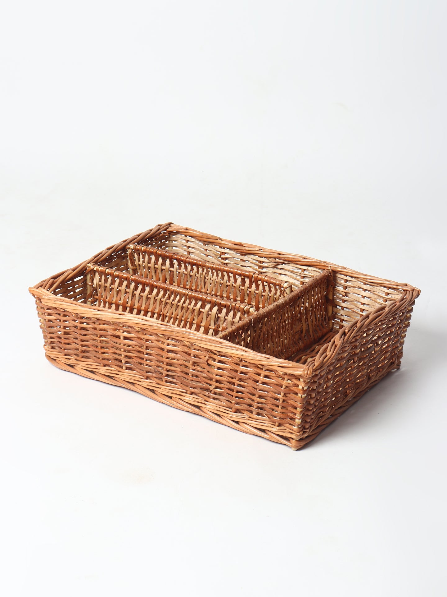 Wicker Organiser Tray with Partition