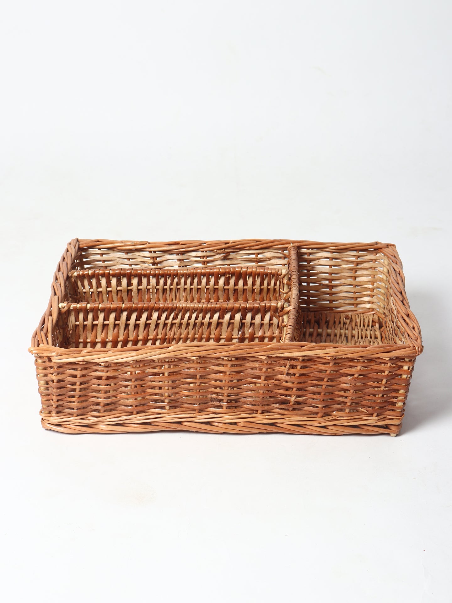 Wicker Organiser Tray with Partition