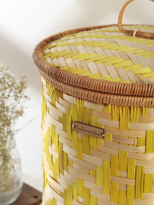 Bamboo Storage Basket | Wicker Laundry Basket With Lid