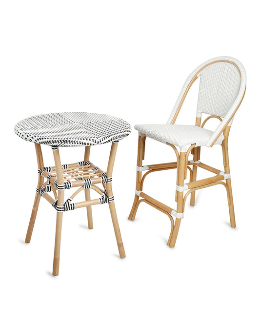 Mana Bar Chair with Table | Rattan Garden Seating Chair Table Set | Cane Outdoor Table Chair Set | Coffee Table Set