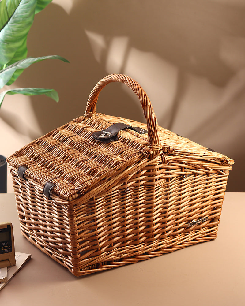Wicker Picnic Basket With Cutlery | Wicker Picnic Basket With Crockery | Large Picnic Basket