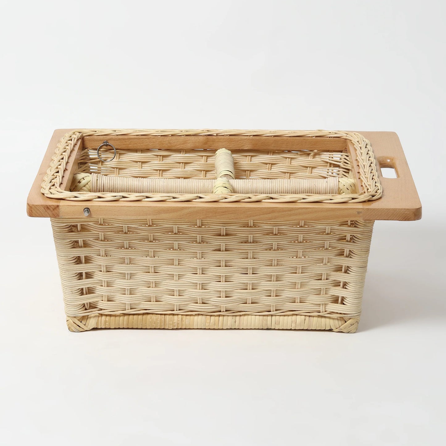 Wicker Modular Kitchen Basket with Double Compartments for Pantry and Drawer Organization