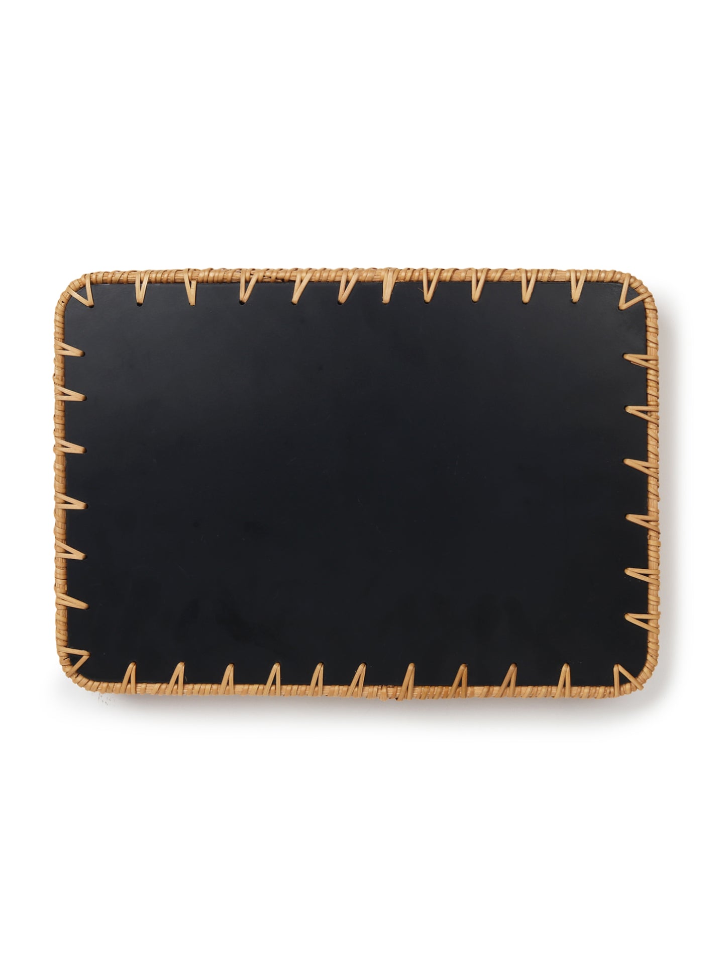 Rectangular Cane Tray - Green Rangoli Mosaic