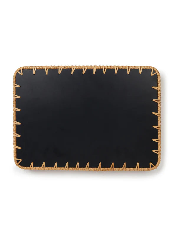 Decorative Green Rangoli Mosaic Cane Tray for Coffee Table and Kitchen Serving