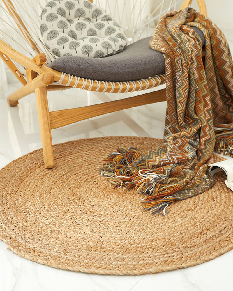 Jute Carpet for Living Room | Jute Round Floor Mat | Rugs for Living Room -Set of 3, Beige (2 X 2 FT)