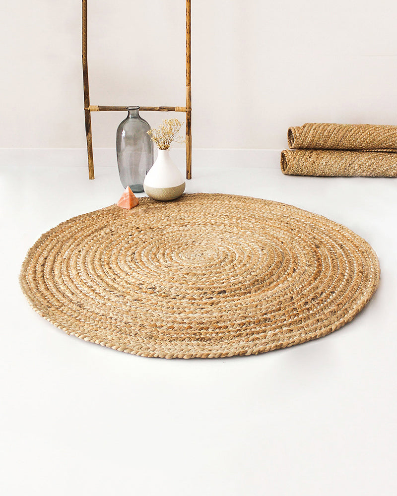 Jute Carpet for Living Room | Jute Round Floor Mat | Rugs for Living Room -Set of 3, Beige (2 X 2 FT)