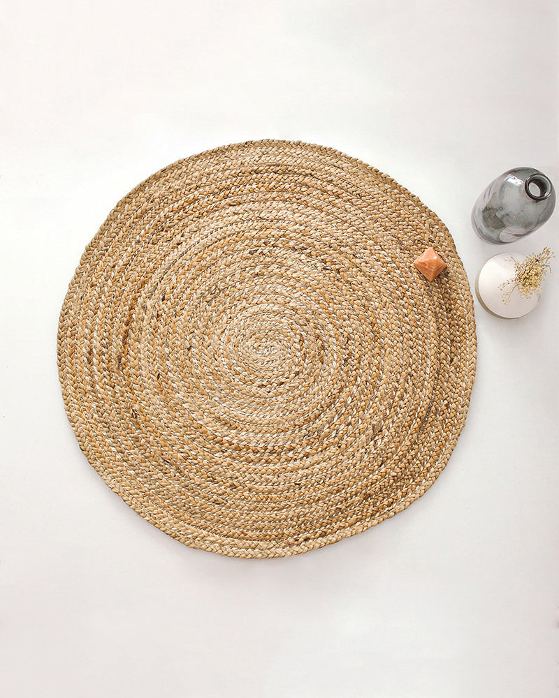 Jute Carpet for Living Room | Jute Round Floor Mat | Rugs for Living Room -Set of 3, Beige (2 X 2 FT)