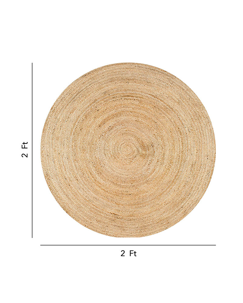 Jute Carpet for Living Room | Jute Round Floor Mat | Rugs for Living Room -Set of 3, Beige (2 X 2 FT)