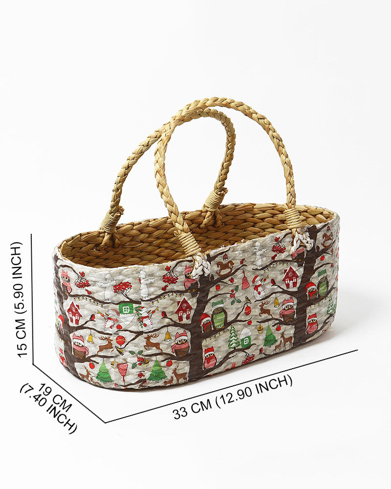 Handwoven Seagrass Gift Hamper, Storage Basket for Stylish Home Organization