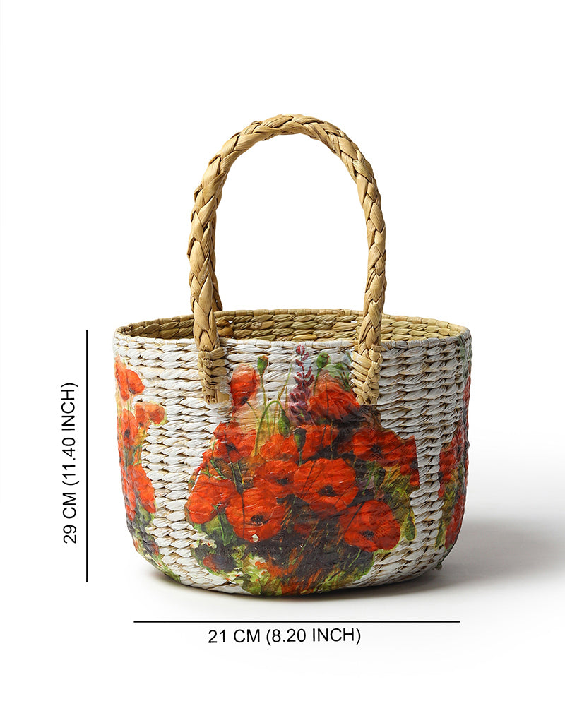 Rustic Seagrass Hamper Basket for Fruits, Snacks, and Eco-Friendly Storage