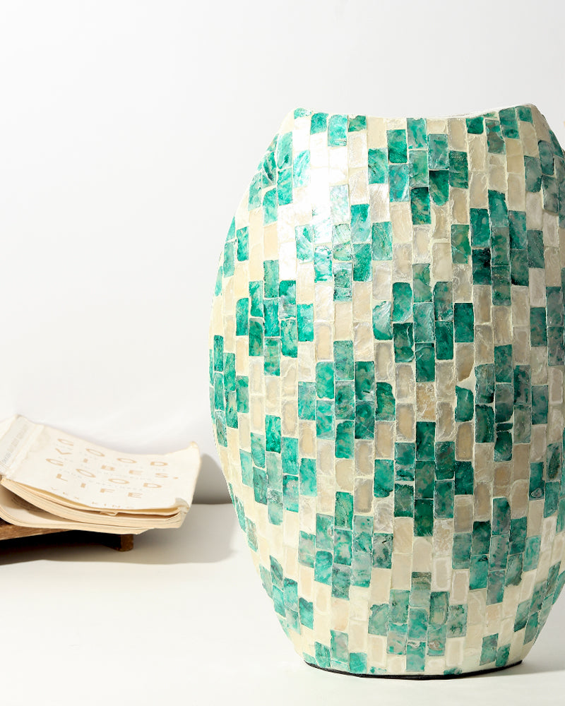 Mother of Pearl Oval Vase | Decorative Flower Vase