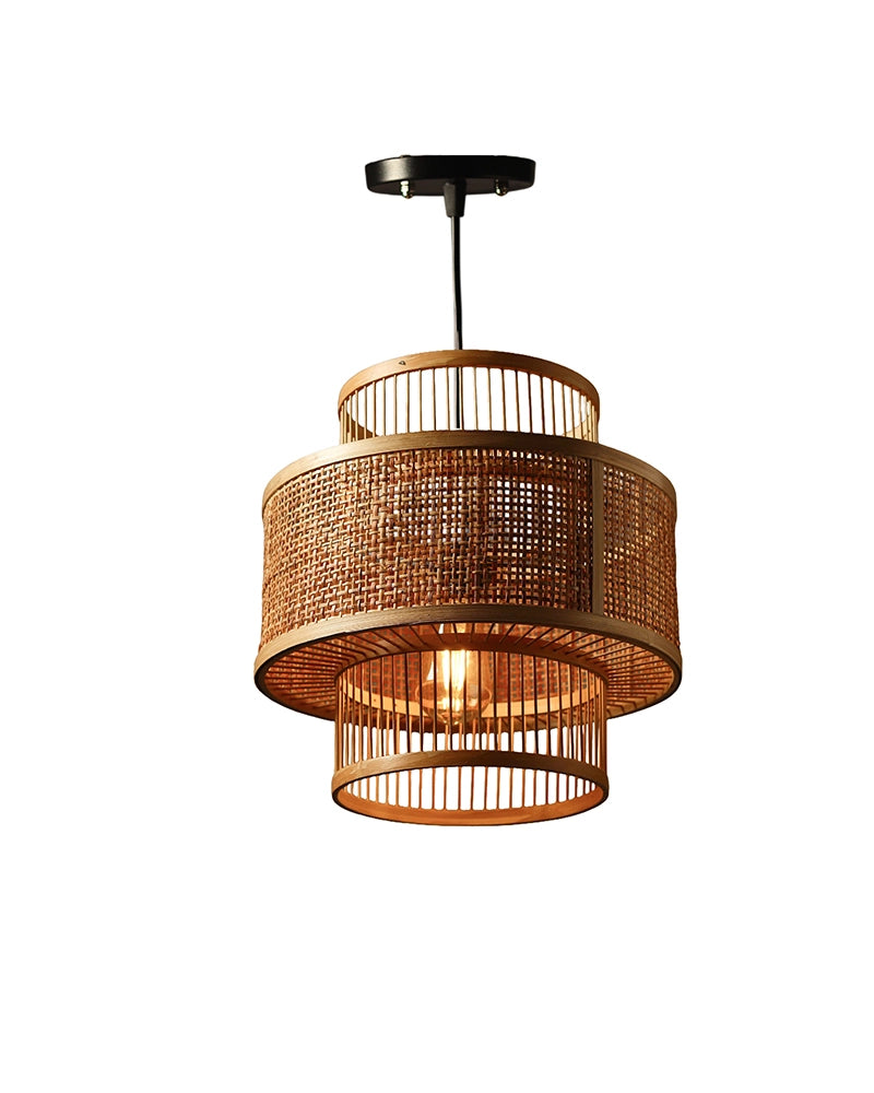 Cane Drum Pendant Lamp for Living Room Hall & Bedroom Decor