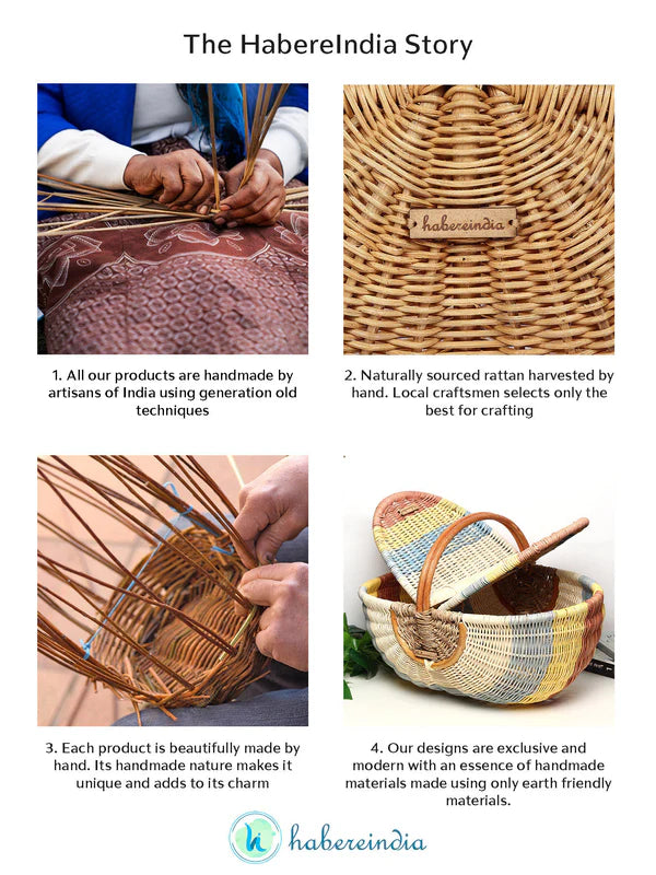 Handwoven Wicker Picnic Basket for Outdoor Dining, Beach & Park Use