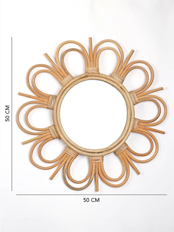 Handcrafted Rattan Wall Mirror for Rustic and Bohemian Home Decor