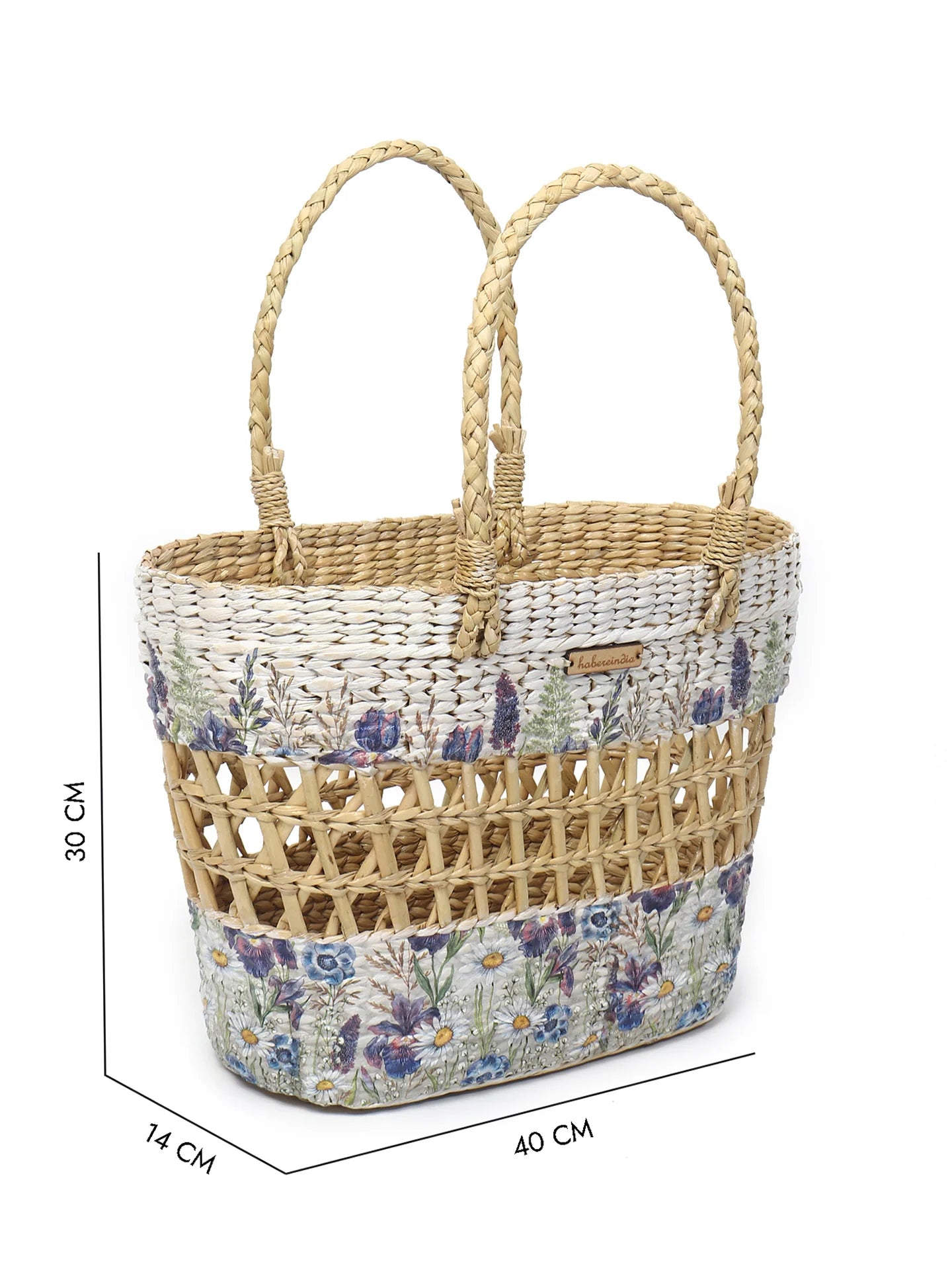 Handwoven Seagrass Tote for Shopping, Picnic & Office Storage