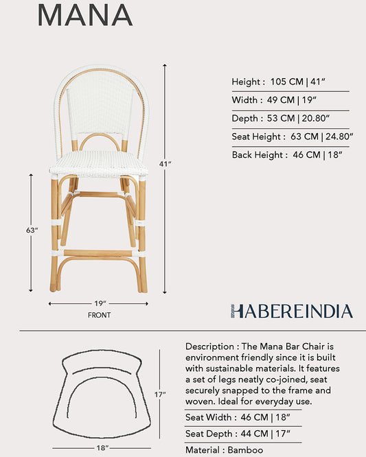 Mana Bamboo Bar Chair| Bamboo Chair | Cane High Chair