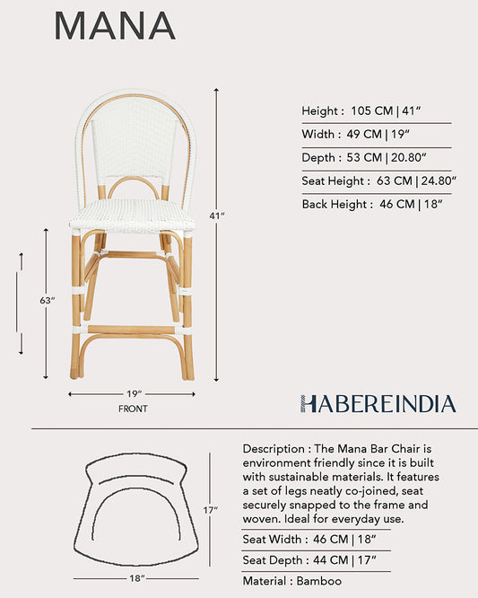 Mana Bar Chair with Table | Rattan Garden Seating Chair Table Set | Cane Outdoor Table Chair Set | Coffee Table Set