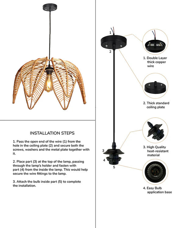 Decorative Rattan Hanging Light for Balcony and Patio